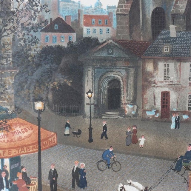 Early 20th Century M. Delacroix Framed French Cafe Print Signed 20thC For Sale - Image 5 of 12