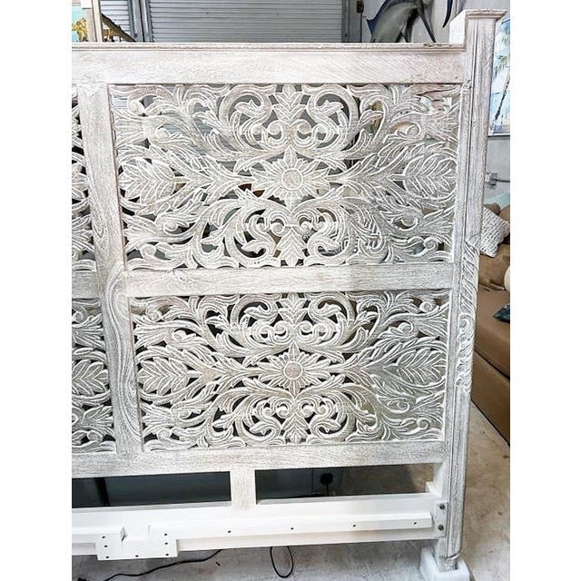 Asian Carved Mangowood King Size Headboard For Sale - Image 3 of 4