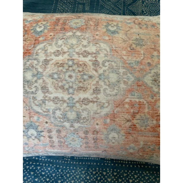2010s Boho Chic Antiqued Persian Rug Colorful Woven Cotton Lumbar Pillow New For Sale - Image 5 of 10