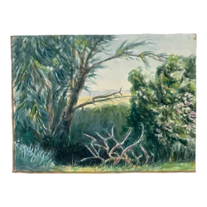 1970s Willows Above Corfe Brook Painting