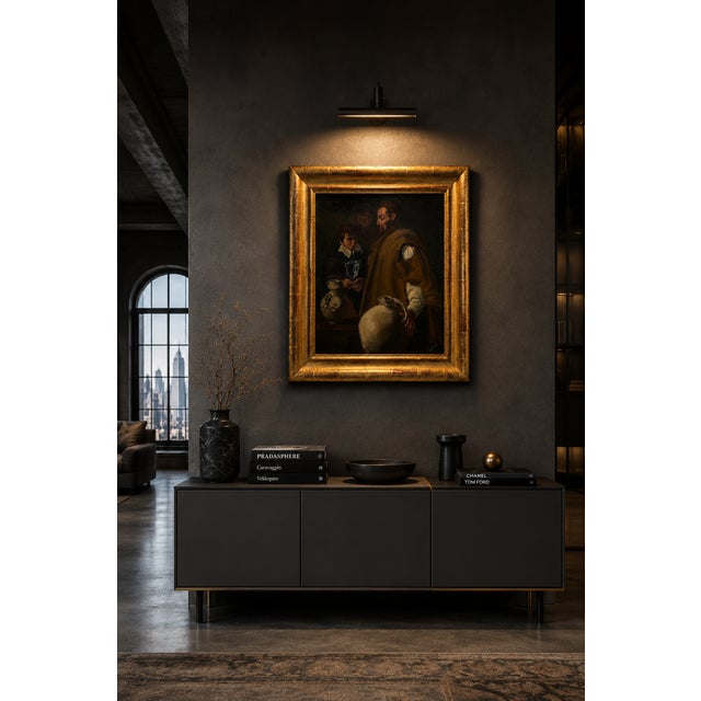 Spanish After Diego Velázquez (1599–1660) — Hand-Painted Oil Copy, Signed & Dated 1964 For Sale - Image 3 of 10