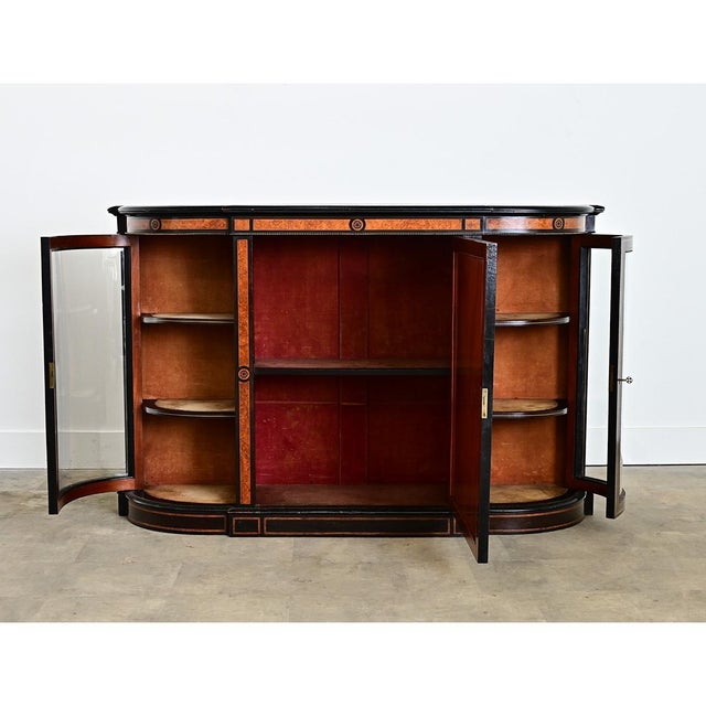English 19th Century Ebonized Inlay Credenza For Sale - Image 4 of 18