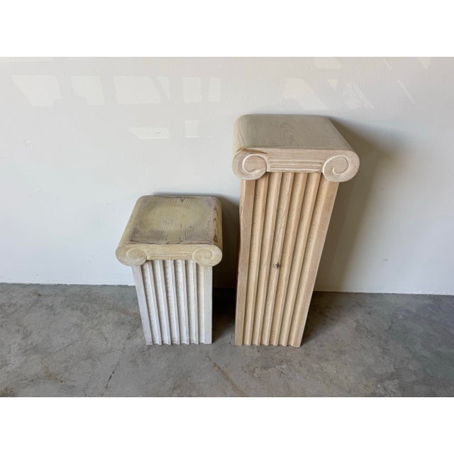 Vintage Carved Wood Capital Column Design Pedestals — Set of 2/ Sold For Sale - Image 11 of 11