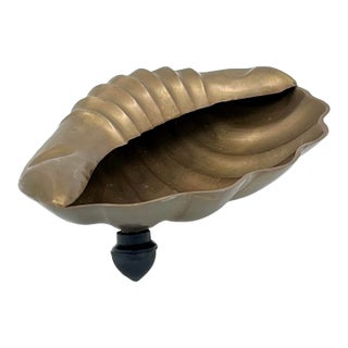 Vintage Brass Scallop Shell Ashtray, Soap Dish, Trinket Dish Coastal Decor For Sale