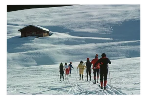 Slim Aarons, Skiers in Lech, Estate Stamped Photographic Print