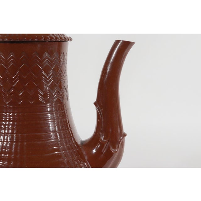 Late 18th Century Staffordshire Redware Engine-Turned Large Coffee Pot, Signed Myatt For Sale In Philadelphia - Image 6 of 14