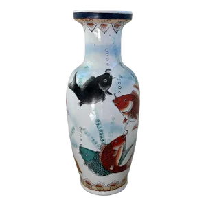 Vintage Chinese Export Koi Floor Vase/Umbrella Stand