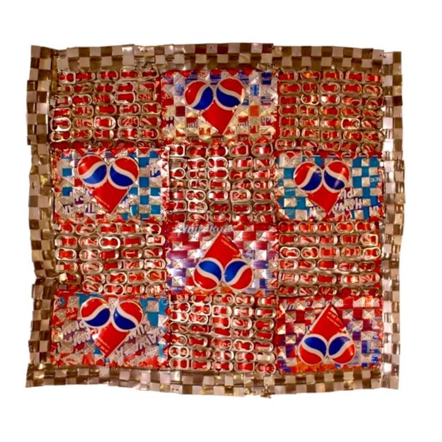 Ross Palmer Beecher, Abstract Red Blue Folk Art Americana Flag Can Tapestry Quilt Ross Palmer Beecher, c.1988 For Sale - Image 11 of 18