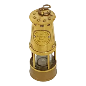 Scale Model of English Coal Miner's Safety Lamp or Inspector's Lantern of Brass
