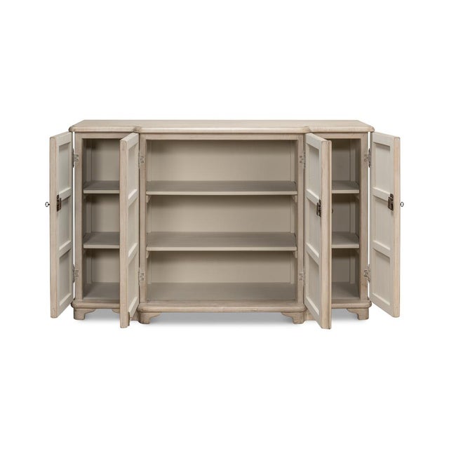 French Provincial Stone Painted Breakfront Credenza For Sale - Image 3 of 9