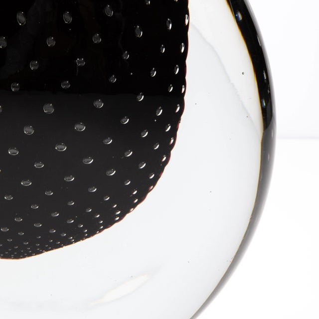 Hand Blown Murano Vase in Black Onyx With Bubbles For Sale - Image 9 of 10