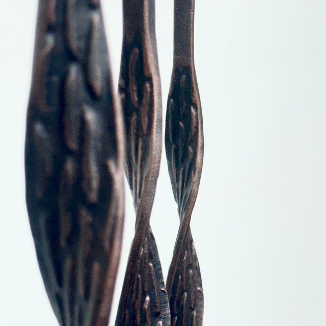 2020s Hand Forged Iron Candelabra Set of 3 (107-127cm) Antique Copper Finish Open Twist Stem with Arched Base For Sale - Image 5 of 8