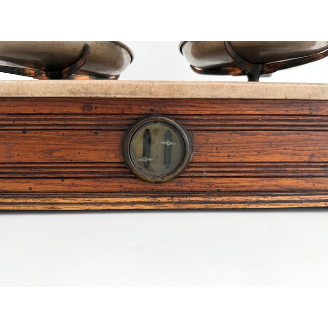 Brown Late 19th C Apothecary Balance Scale Oak and Marble For Sale - Image 8 of 12