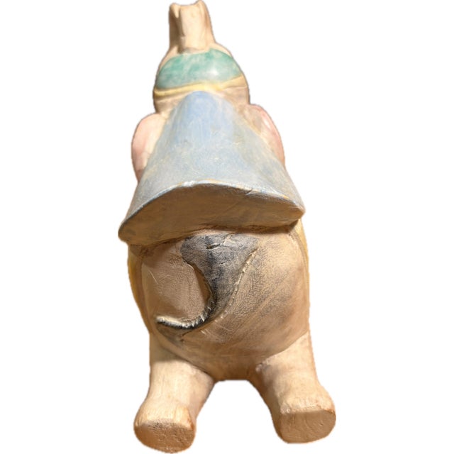 Vintage Hand-Carved Thai Wooden Rocking Elephant Sculpture - Rare Artisan Nursery Décor For Sale - Image 9 of 12