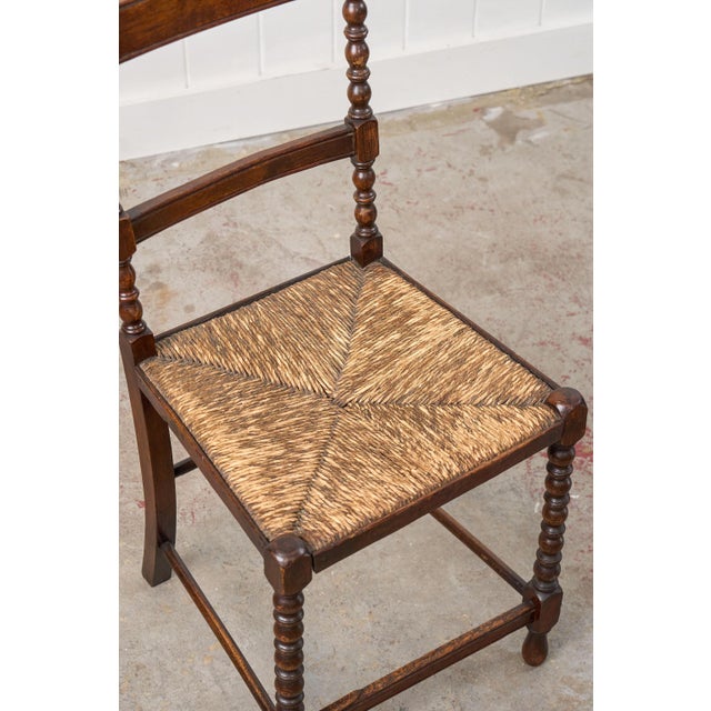 Brown Late 19th Century Petite Bobbin Rush Chair For Sale - Image 8 of 11