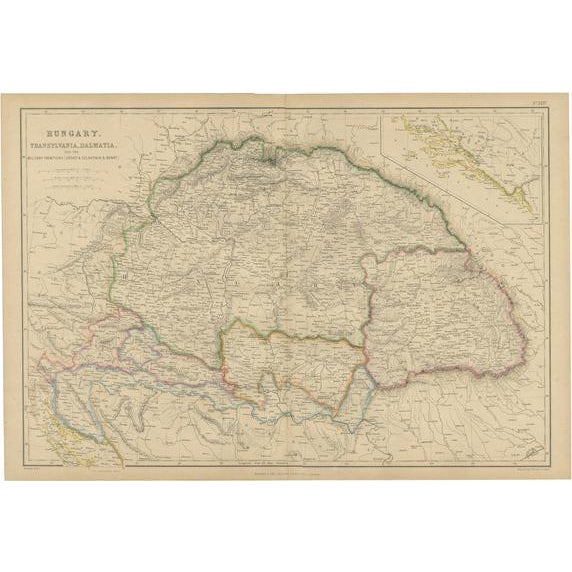 Paper Antique Map of Hungary, Transylvania and Dalmatia by W. G. Blackie, 1859 For Sale - Image 7 of 7