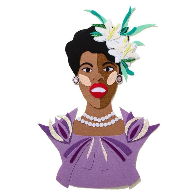 Felt collage mounted on acid free board, within white-painted shadow box frame. Signed by artist on verso. Sam Sidney grew...