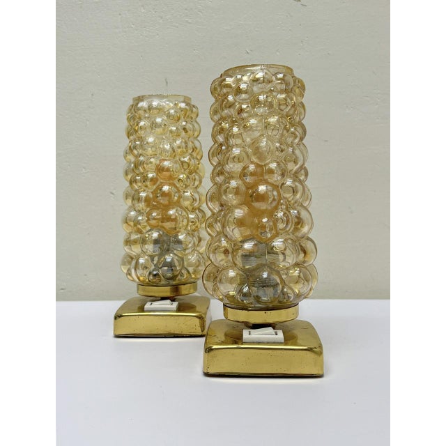 Bedside Table Lamps in Bubble Glass by Helena Tynell 1960s, Set of 2 For Sale - Image 4 of 12