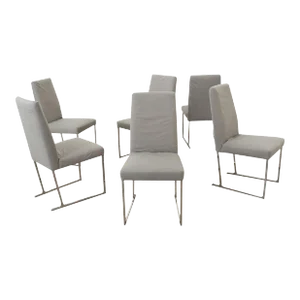 Modern Chrome Sled-Leg Base Dining Chairs - Set of 6