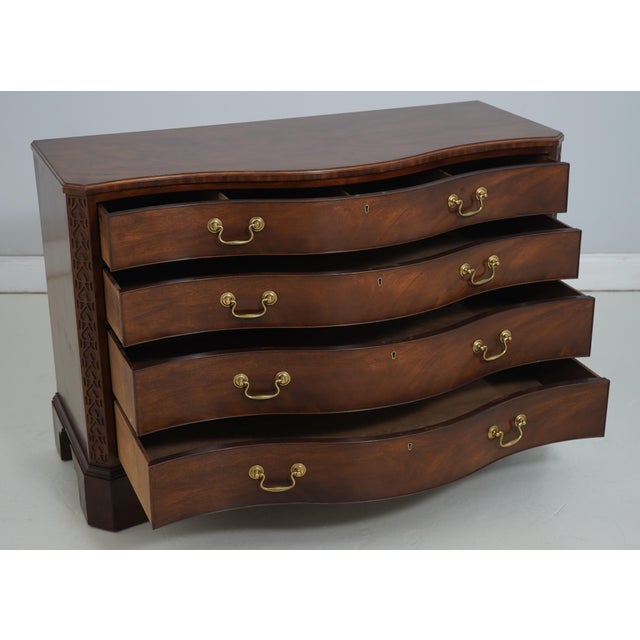 Chippendale Baker Mahogany Serpentine 4 Drawer Chest For Sale - Image 3 of 16
