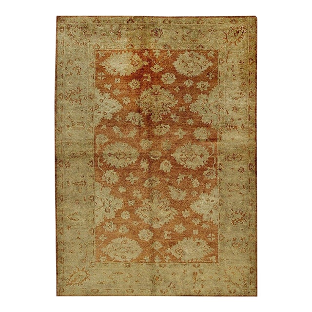 10x14 Rust Gold Oushak Style Allover Hand-Knotted Wool Rug For Sale