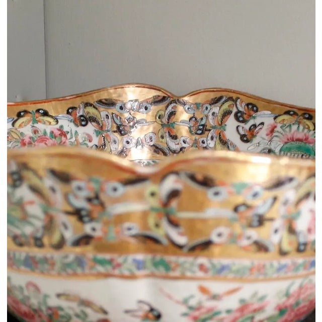 Gold Chinese Export Thousand Butterfly Cut Corner Porcelain Bowl For Sale - Image 8 of 10