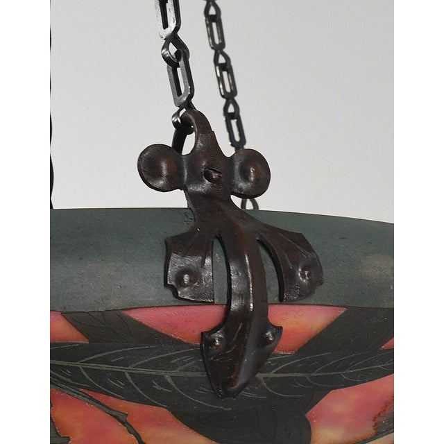 French Art Deco Pendant Light by Daum & Majorelle - 1925 Cameo Chandelier France For Sale - Image 13 of 15