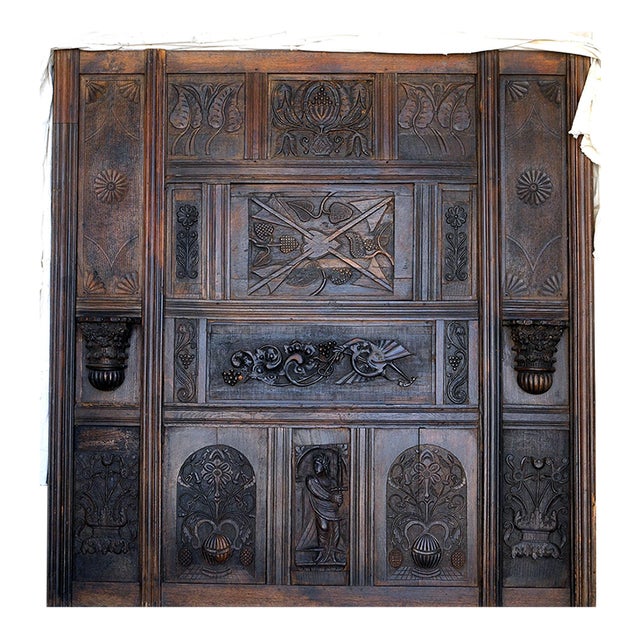 Antique Carved Oak Jacobean / Tudor-Style Panel For Sale