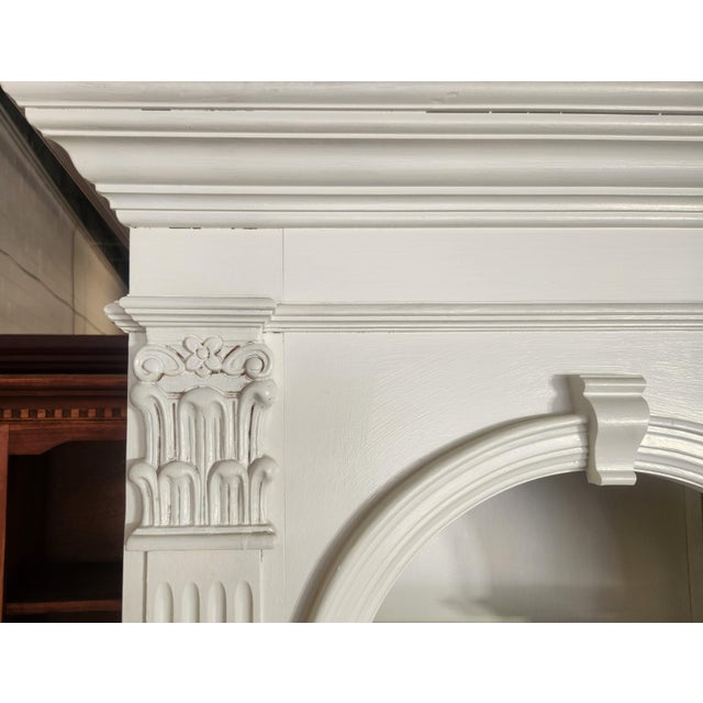 1990s Pulaski White Neoclassical Two-Piece Bookcase Unit For Sale - Image 9 of 10