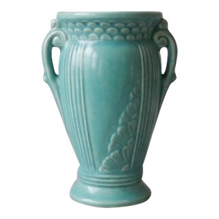 Rare 1939 Robinson Ransbottom Tionesta Vase - Teal Art Deco - Usa 157 For Sale