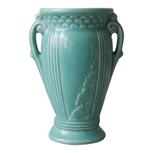 Rare 1939 Robinson Ransbottom Tionesta Vase - Teal Art Deco - Usa 157