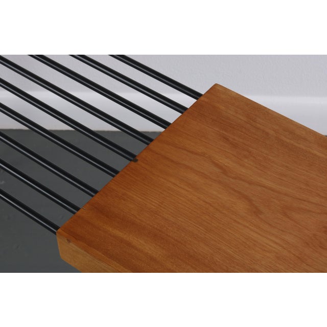 Atomic Mid Century Modern Coffee Table Bench in Butcher Block and Metal For Sale - Image 4 of 6