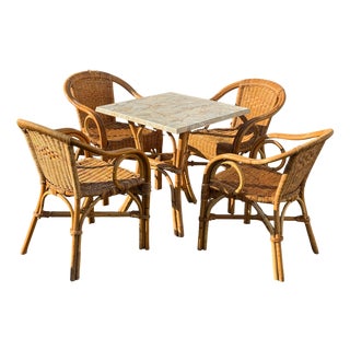 Vintage Wicker Garden Set, 2000s, Set of 5 For Sale