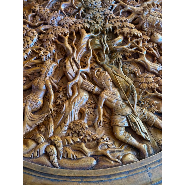 Indonesian Round Wooden Carved Coffee Table, 1920s For Sale - Image 15 of 18