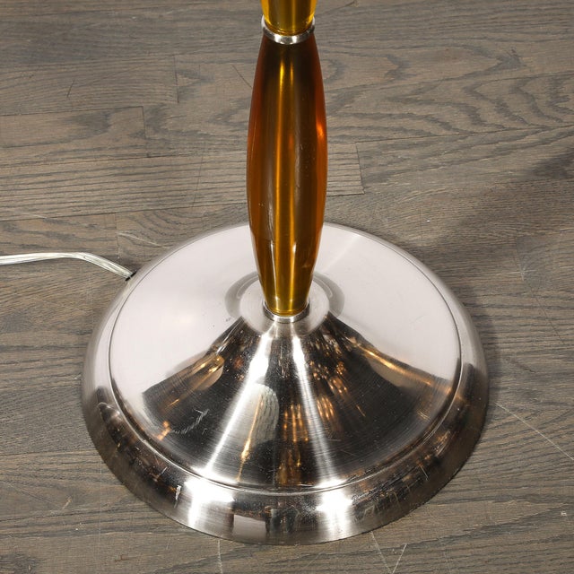 Mid 20th Century Mid-Century Modern Segmented Amber Bakelite & Brushed Chrome Floor Lamps - a Pair For Sale - Image 14 of 14