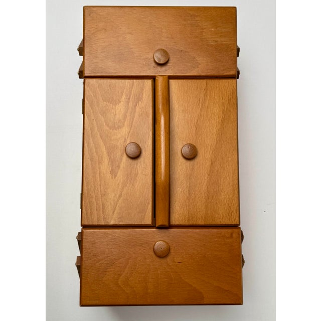 Wood Mid-Century Romanian Beechwood Cantilever Sewing Box, 1970s For Sale - Image 7 of 16