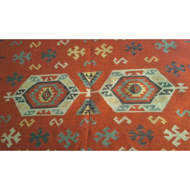 1950s Vintage Handwoven Turkish Anatolian Kilim Rug, 8’6” X 5’8” For Sale - Image 5 of 6