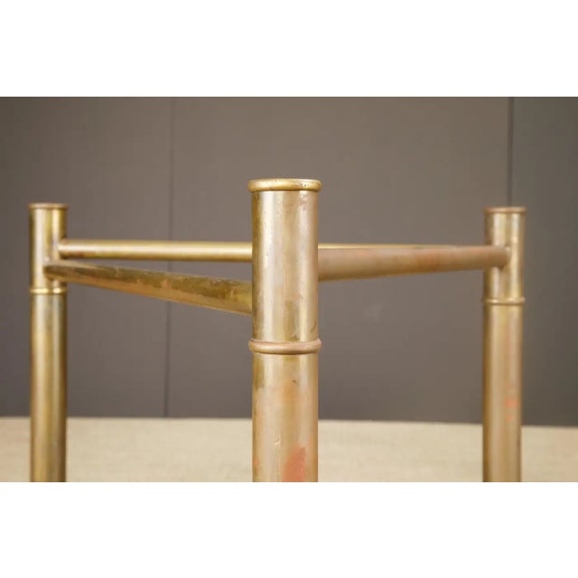 Ornamental & Decorative Materials Mastercraft Patinated Brass Faux Bamboo Dining Table / Desk Bases, 1970s For Sale - Image 7 of 16