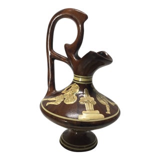 Vintage Empire Neoclassical Greco-Roman Hand Crafted Wood Vase For Sale