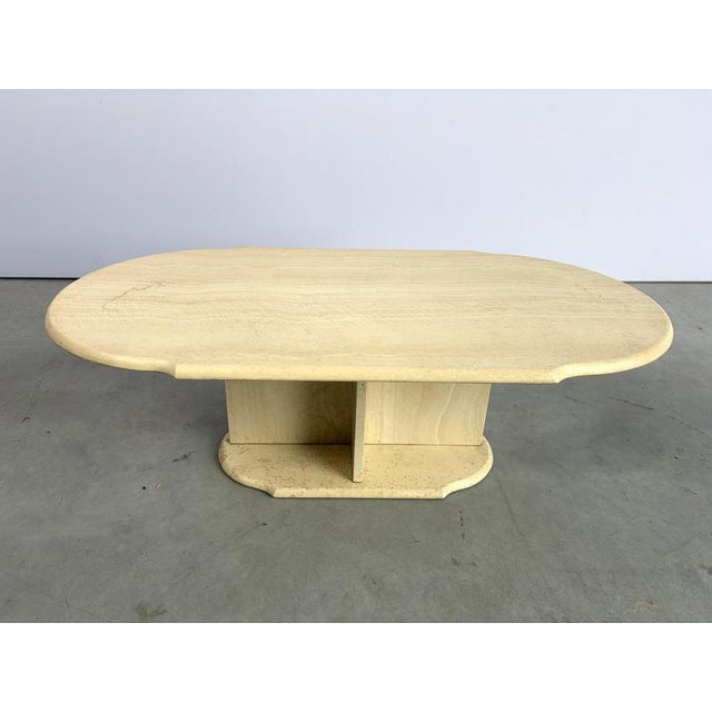 Vintage Oval Travertine Coffee Table, 1980s For Sale - Image 9 of 10