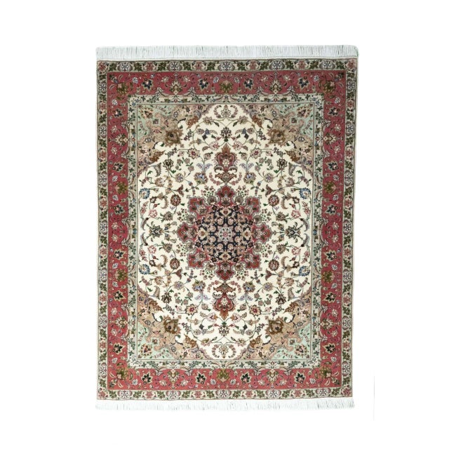 Hand-Knotted Tabriz 50raj Oriental Rug with Silk For Sale - Image 13 of 13