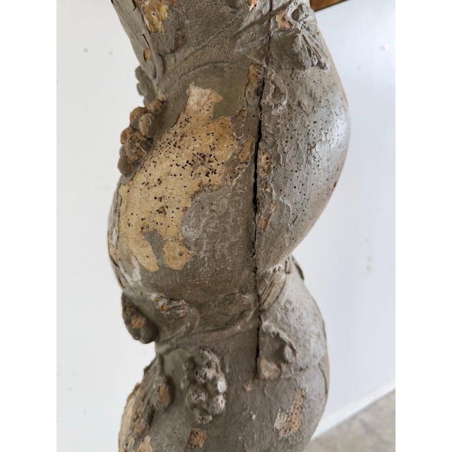 19th Century 19th Century Italian Baroque Floor Lamp With Distressed Wood Base For Sale - Image 5 of 13
