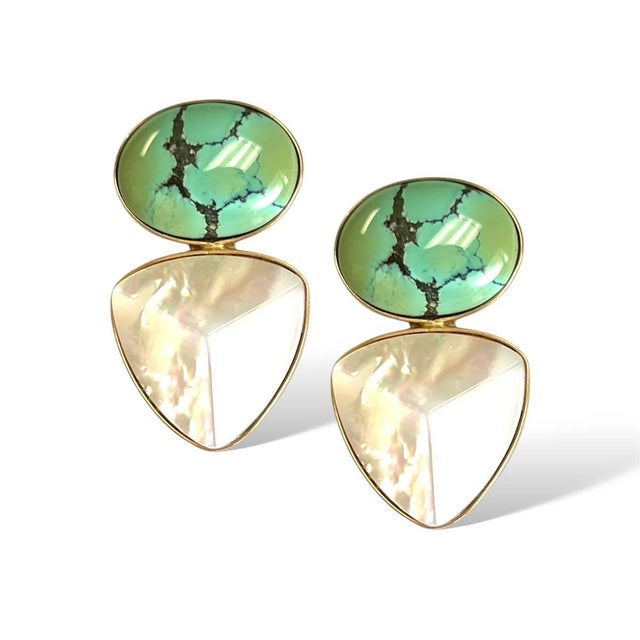 Turquoise Pyramid Earring For Sale - Image 4 of 4