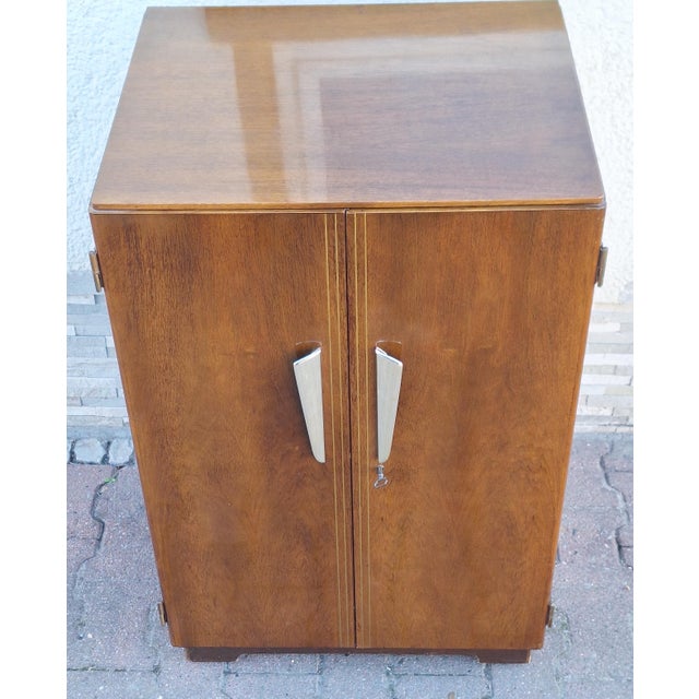 Mid-Century Modern Mid-Century German Two-Door Cabinet on Casters in Walnut, 1950s For Sale - Image 3 of 8