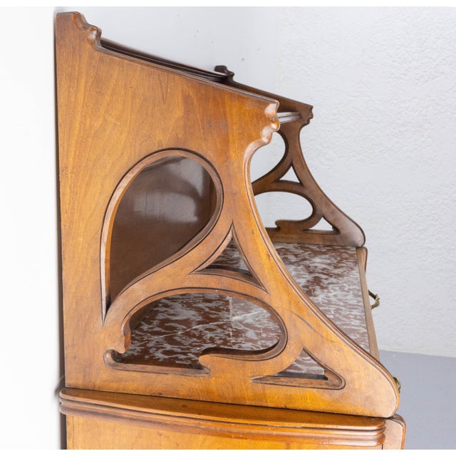 Art Nouveau Console Table in Walnut, Marble and Brass, France, 1910s For Sale - Image 16 of 18