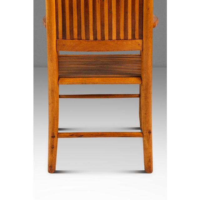 Rustic Americana Hand-Crafted 19th Century-Styled Cottage Armchair in Solid Maple & Walnut, Usa, C. 1940s For Sale - Image 14 of 18