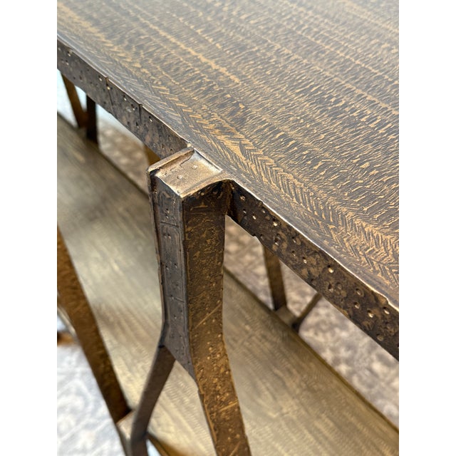 Mid-Century Modern Cb2 Scissor Console Table For Sale - Image 3 of 12