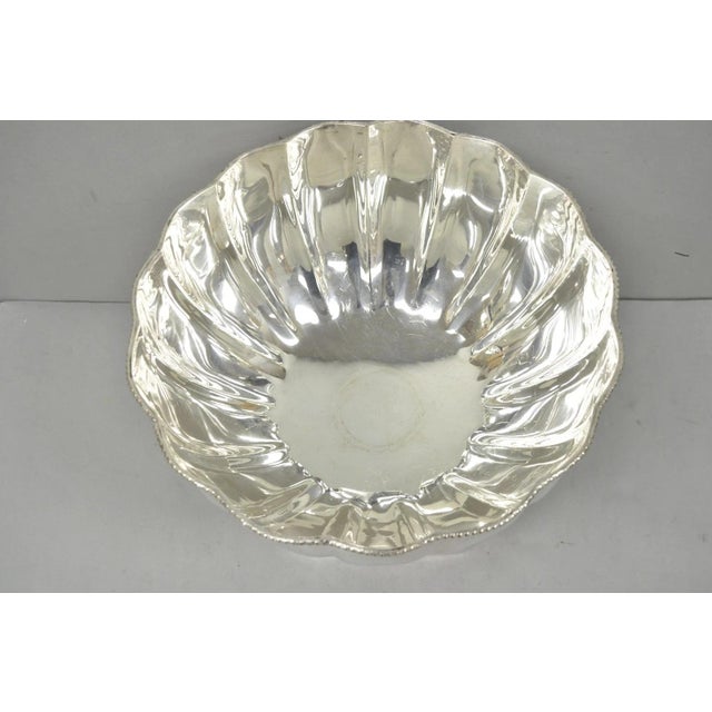 Late 20th Century Regency Style Silver Plated Scalloped Pedestal Punch Bowl Champagne Ice Bucket For Sale - Image 11 of 16