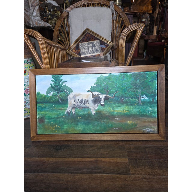 1990s 1990s Texas Longhorn Painting For Sale - Image 5 of 6