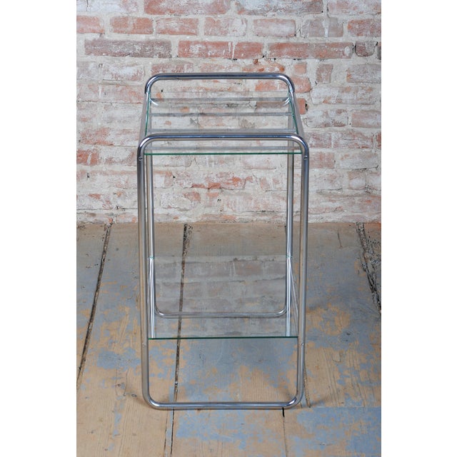 Metal Small Vintage Bauhaus Table in Chrome-Plated Tubular Steel and Glass, Czech, 1930s For Sale - Image 7 of 9